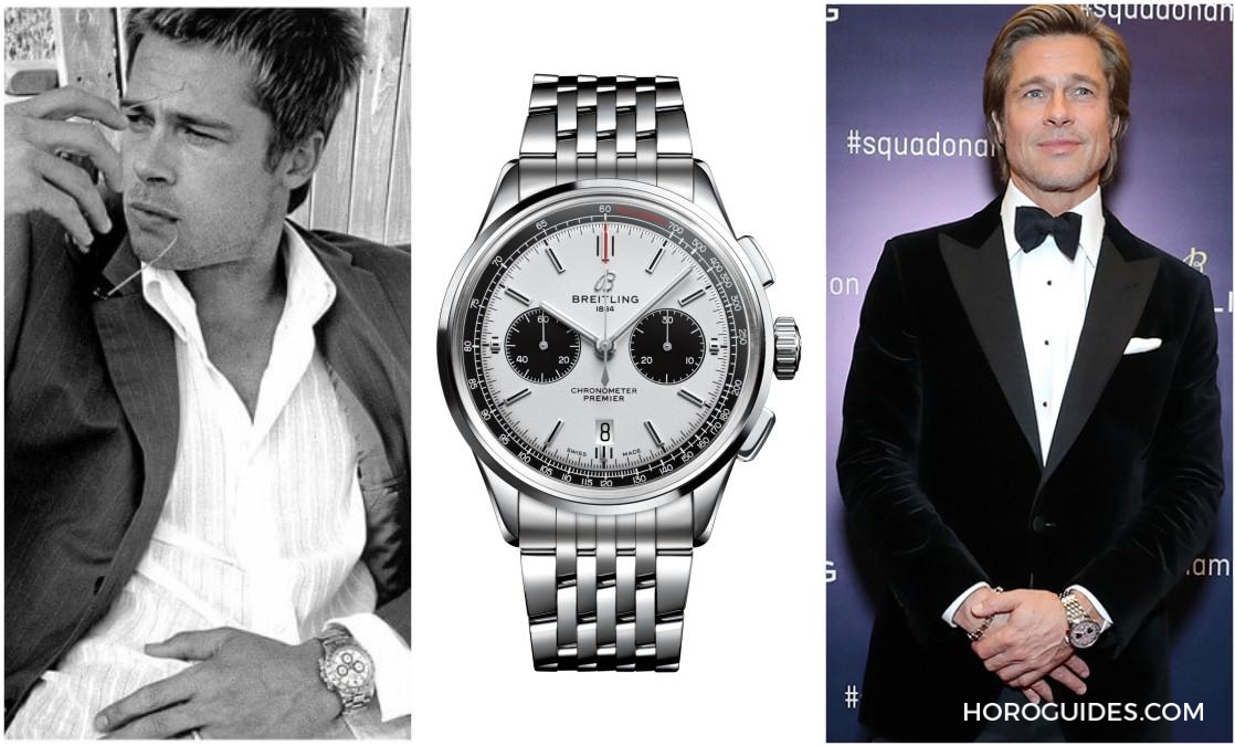 BREITLING - [名人錶盒]盤點百年靈代言人Brad Pitt的名錶收藏，除了PP、勞力士還有......