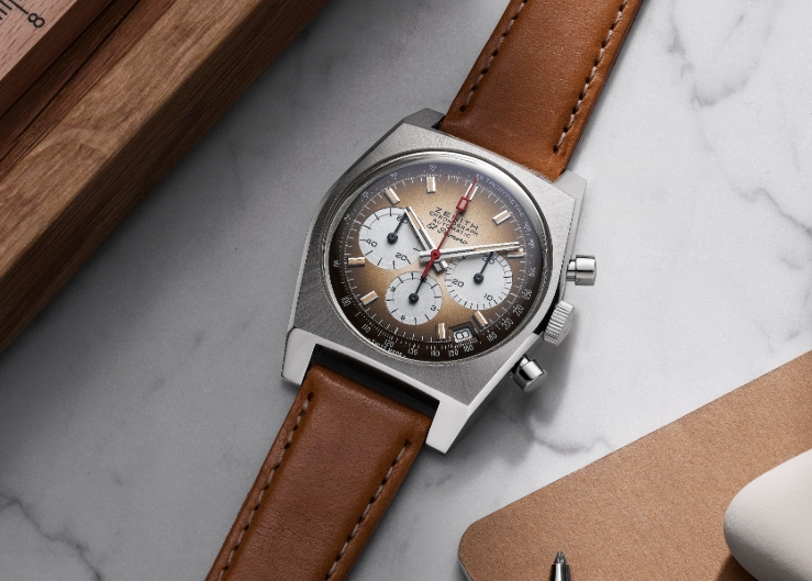 暖棕煙燻調面盤|ZENITH Chronomaster Revival A385復刻版腕錶