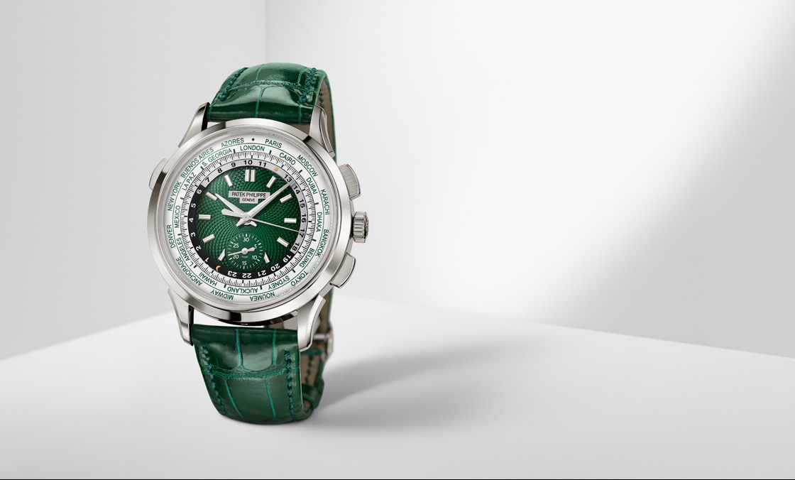PATEK PHILIPPE - 百達翡麗世界時區計時碼錶5930首度推出鉑金款，挾綠面尊貴亮相