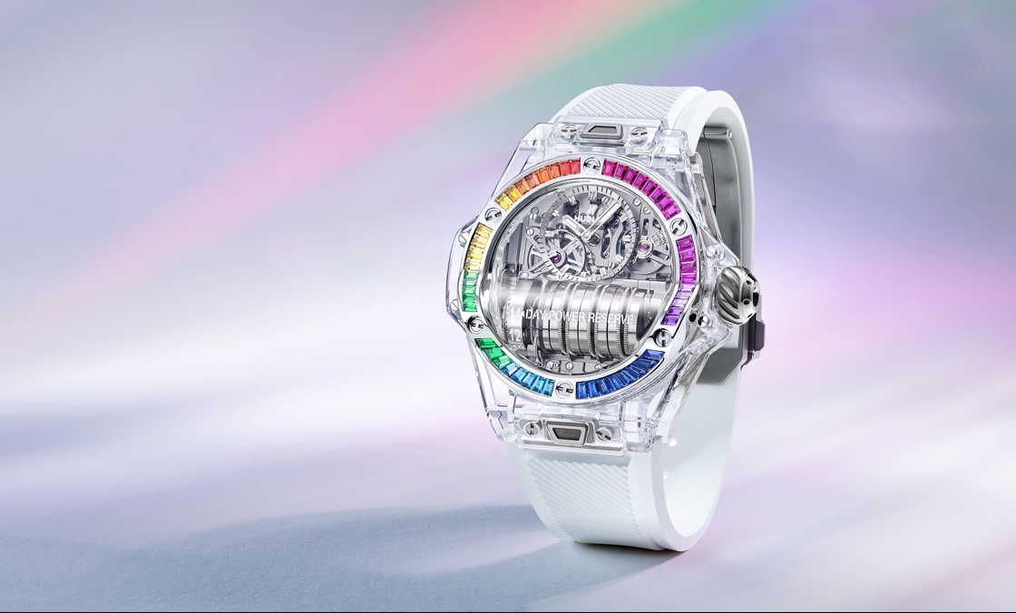 HUBLOT - 透明系新作二連發！Hublot Big Bang系列MP-11彩虹藍寶石腕錶、Integral藍寶石陀飛輪鍊帶腕錶