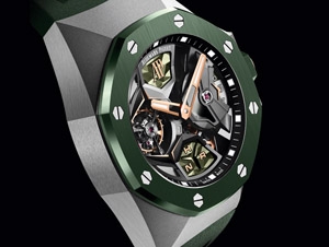 綠色陶瓷圈！愛彼皇家橡樹概念系列飛行陀飛輪GMT腕錶首次以綠色陶瓷入作