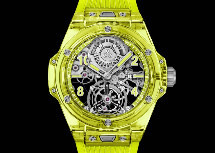 全球首見螢光黃Saxem錶殼|Hublot Big Bang陀飛輪螢光黃Saxem腕錶