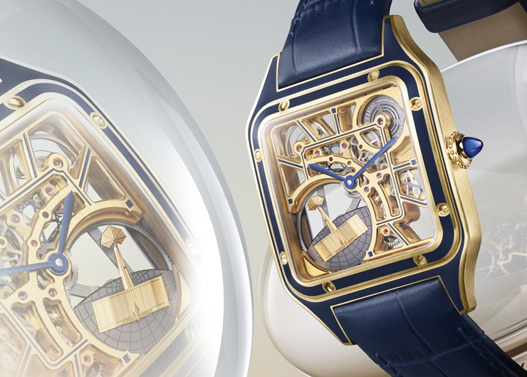 Cartier Santos-Dumont出現滑翔中的小飛機|Santos-Dumont微型自動盤鏤空腕錶