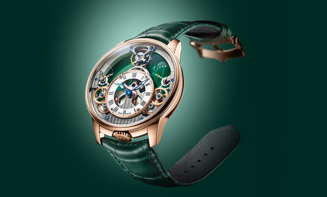 ARNOLD & Son - TIME PYRAMID - 1TPER.F01A.C1250A - 以孔雀石煥新Arnold & Son Time Pyramid的對稱機械美學