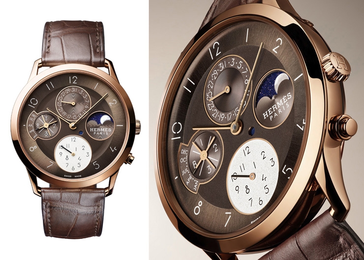 玫瑰金棕面，Hermès Slim d’Hermès Quantième Perpétuel萬年曆腕錶延伸新作亮相