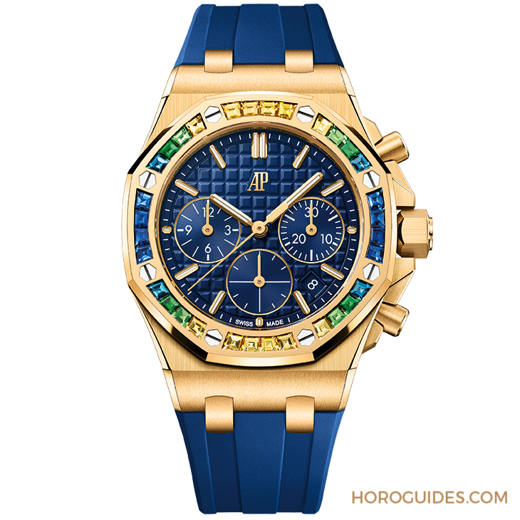 AUDEMARS PIGUET - ROYAL OAK OFFSHORE - 26236BA.YY.D346CA.01 - 寶石圈與彩色面盤的華麗方程式|AP皇家橡樹離岸型37毫米自動上鍊計時碼錶