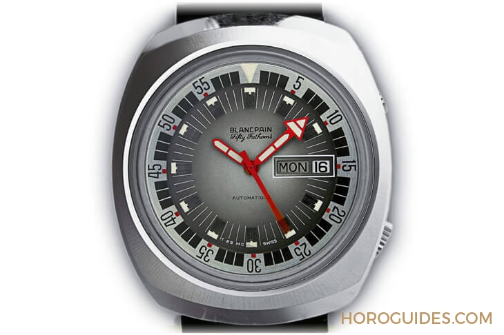 BLANCPAIN - FIFTY FATHOMS - 5052-1110-63A - 寶珀Bathyscaphe復古五十噚,少見的七○年代雙層時標