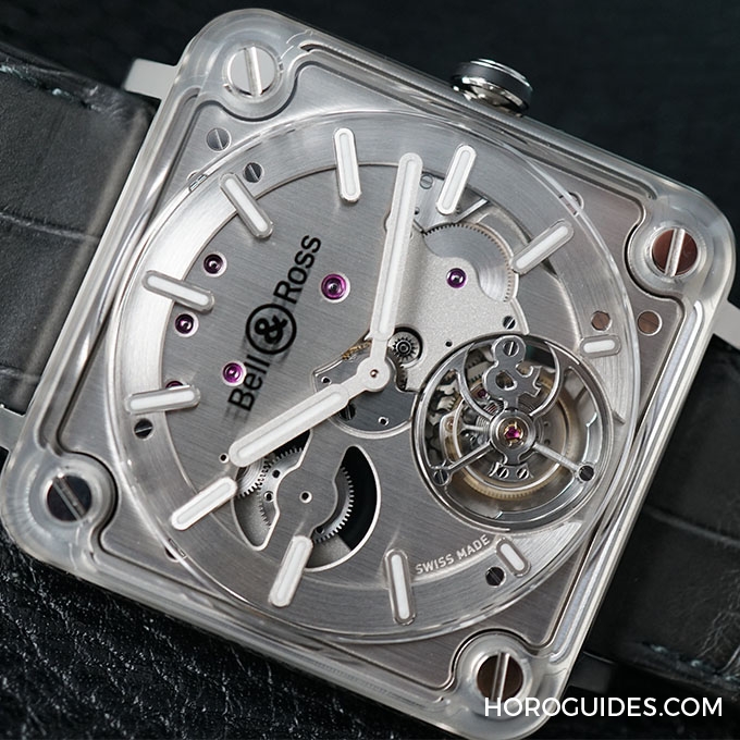 BELL & ROSS - 一塊變兩半,藍寶石玻璃雙面包夾柏萊士水晶陀飛輪透澈出場