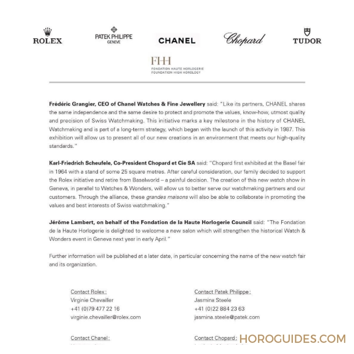 ROLEX - Bye Bye BASELWORLD ! PP及Rolex 等大牌全員出走巴塞爾錶展