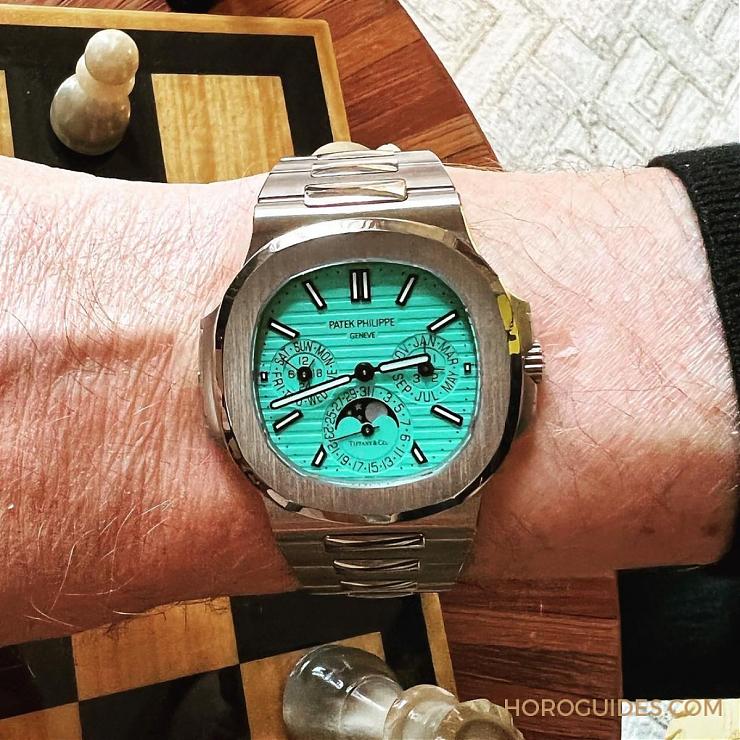 PATEK PHILIPPE - NAUTILUS - 5740/1G-001 - 直擊! LVMH 總裁手上獨一無二的 Tiffany Blue Nautilus 萬年曆