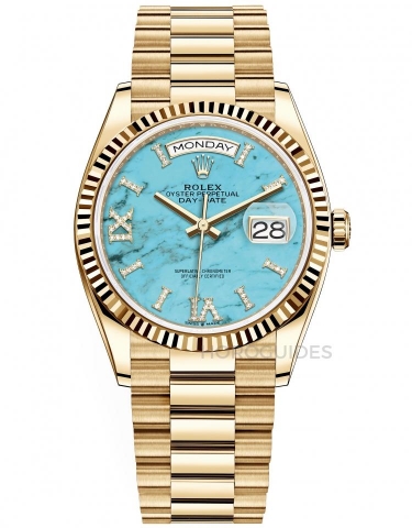 AUDEMARS PIGUET - ROYAL OAK - 15550BA.OO.1356BA.01 - 綠松石加持，高配版藍綠色調面盤來勢洶洶！這樣的寶石面黃金鍊帶錶，你選AP還是Rolex？