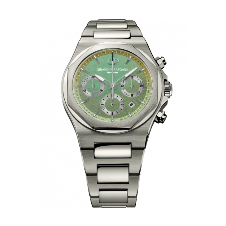 GIRARD-PERREGAUX - LAUREATO - 81020-21-3398-1CM - 虹彩綠面盤耀眼登場：GP芝柏表推出Laureato桂冠系列計時碼錶阿斯頓馬丁限量款