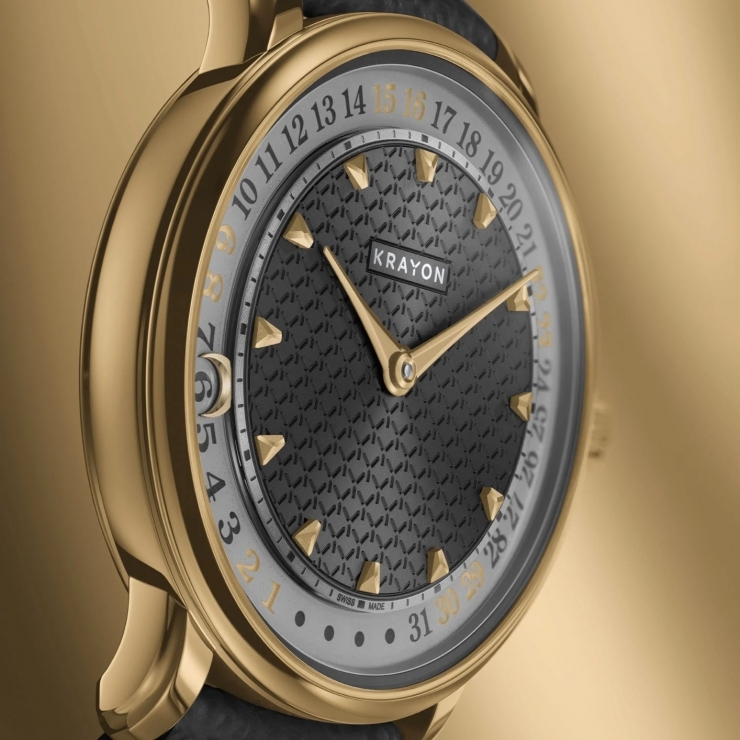 KRAYON - ANYDAY - C032-02 - Krayon Anyday 換上 18K 玫瑰金新裝，為獨特的月曆結構增添溫潤層次