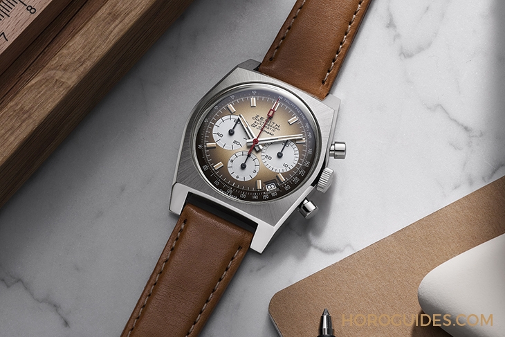 ZENITH - CHRONOMASTER - 03.A384.400/385.C855 - 暖棕煙燻調面盤｜ZENITH Chronomaster Revival A385復刻版腕錶