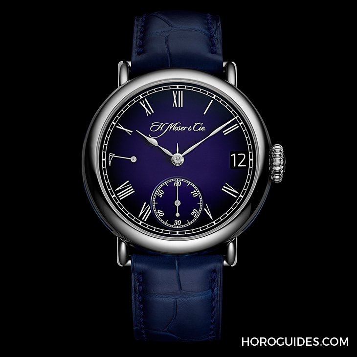 H. MOSER & CIE - HERITAGE - 8800-0203 - 古典優雅新亮點，煙燻琺瑯藍面｜亨利慕時傳承者萬年曆午夜藍琺瑯腕錶