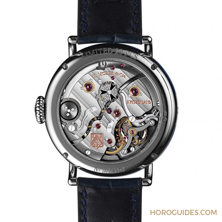 H. MOSER & CIE - HERITAGE - 8800-0203 - 古典優雅新亮點，煙燻琺瑯藍面｜亨利慕時傳承者萬年曆午夜藍琺瑯腕錶