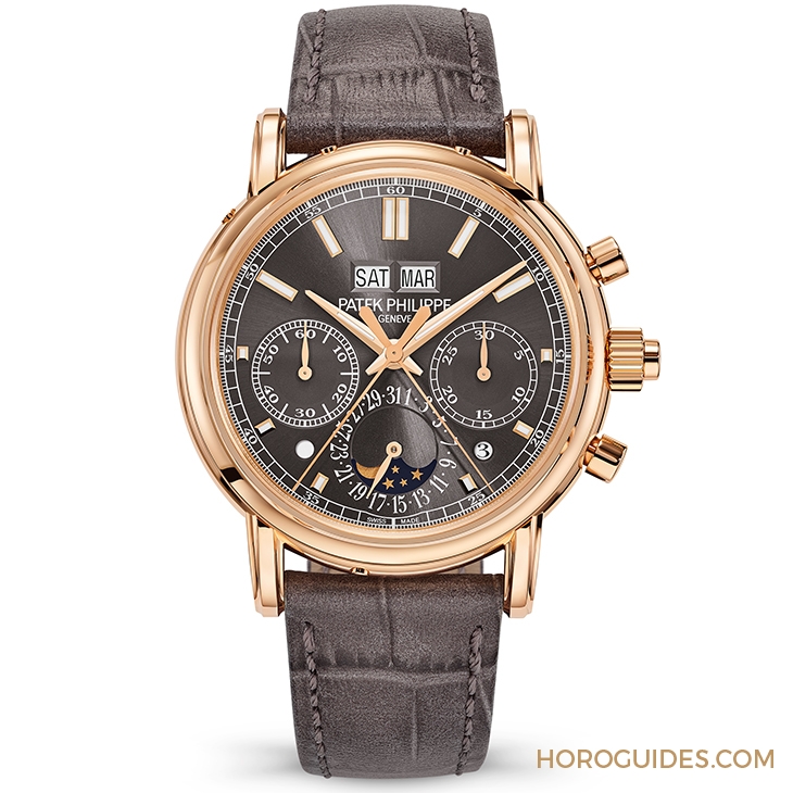 PATEK PHILIPPE - 深灰面搭玫瑰金,百達翡麗5204再添新作|雙秒追針萬年曆計時碼錶5204R-011