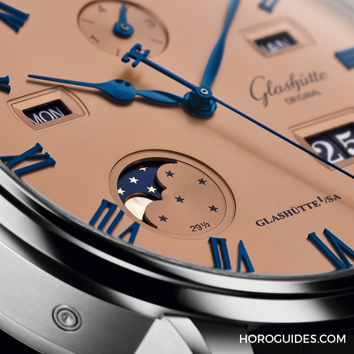 GLASHÜTTE ORIGINAL - SENATOR - 1-36-12-01-02-61 - 新色亮相：玫瑰粉與深藍的相遇｜格拉蘇蒂原創參議員卓越萬年曆腕錶