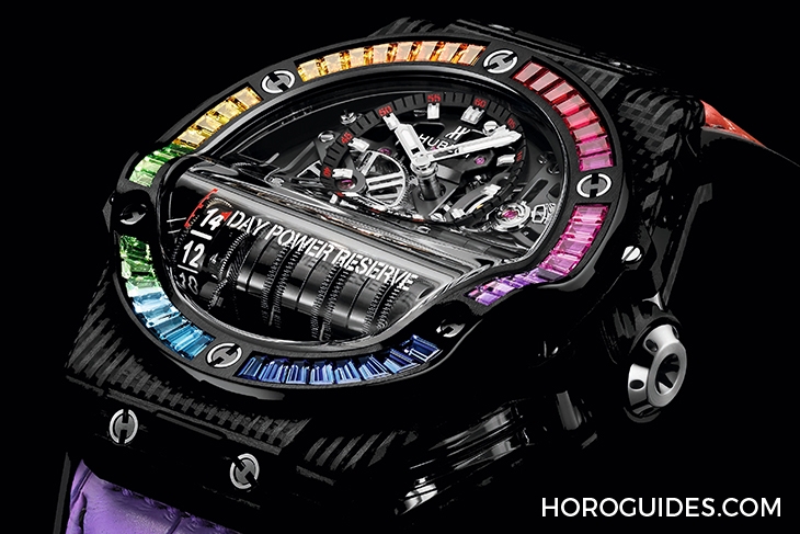 HUBLOT - 流線型彩虹圈,14日動力,又潮又奢華的強性能之作:Hublot Big Bang MP-11 彩虹3D碳纖維腕錶