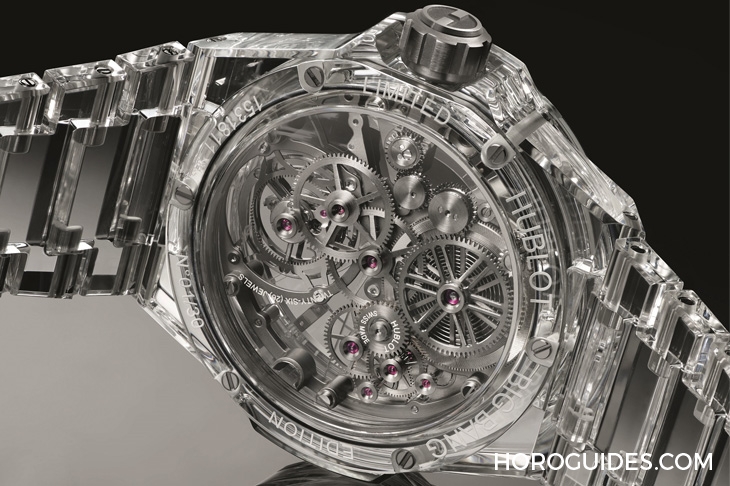 HUBLOT - BIG BANG - 455.JX.0120.JX - 透明系新作二連發!Hublot Big Bang系列MP-11彩虹藍寶石腕錶、Integral藍寶石陀飛輪鍊帶腕錶