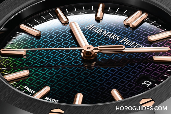 AUDEMARS PIGUET - ROYAL OAK - 77350CE.OO.1266CE.02.A - 這樣的鏡面虹彩,顯現在不意間|愛彼皇家橡樹34毫米黑色陶瓷自動上鍊腕錶Carolina Bucci限量版