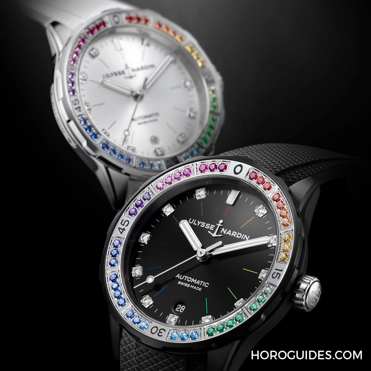 ULYSSE NARDIN - DIVER - 1723-400B1LE-2B-RAIN/1A - 以彩虹寶石圈入作,Ulysse Nardin Blast彩虹陀飛輪腕錶、Lady Diver美人魚潛水彩虹腕