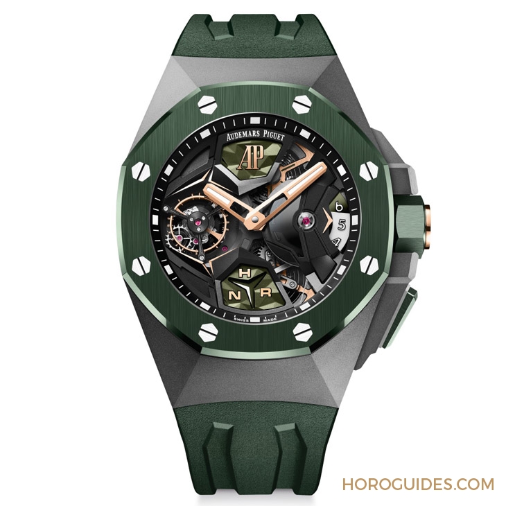 AUDEMARS PIGUET - ROYAL OAK CONCEPT - 26589IO.OO.D056CA.01 - 綠色陶瓷圈!愛彼皇家橡樹概念系列飛行陀飛輪GMT腕錶首次以綠色陶瓷入作