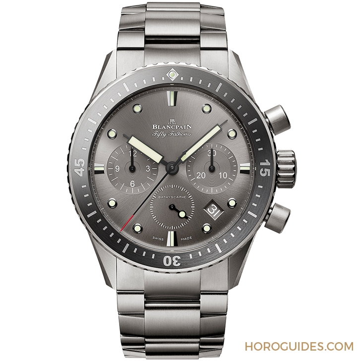 BLANCPAIN - FIFTY FATHOMS - 5200-3640-O52B - 18K紅金藍面、23級鈦灰面,Blancpain五十噚深潛器飛返計時碼錶兩款延伸新作