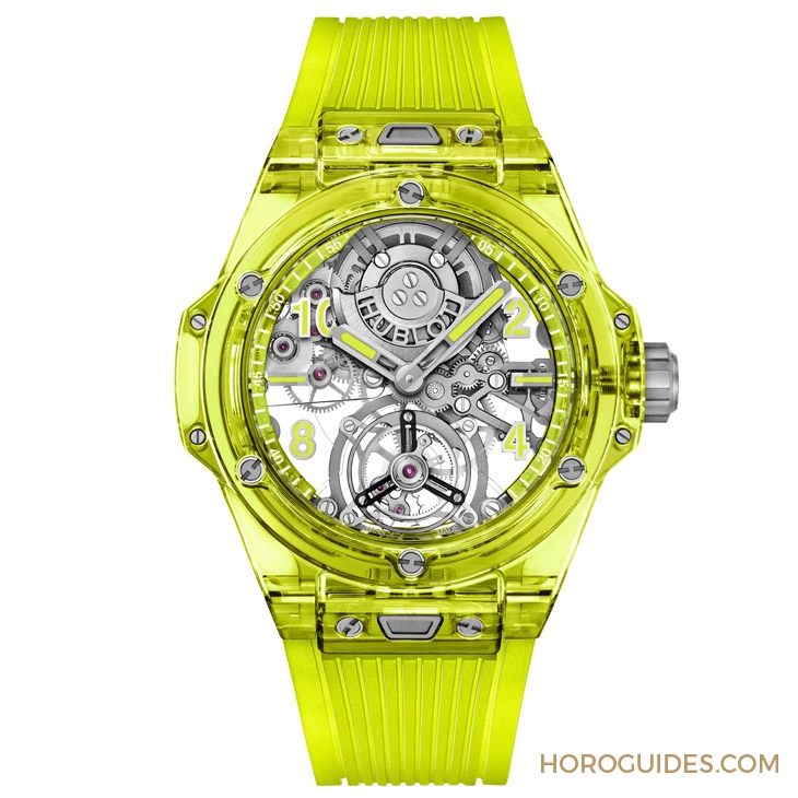 HUBLOT - BIG BANG - 429.JY.0120.RT - 全球首見螢光黃Saxem錶殼|Hublot Big Bang陀飛輪螢光黃Saxem腕錶