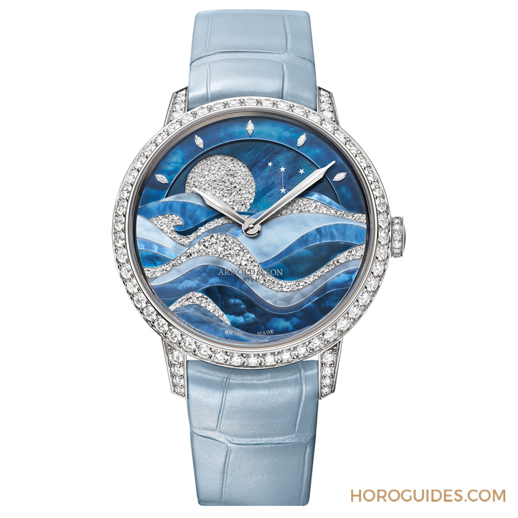 ARNOLD & Son - PERPETUAL MOON - 1GLMW.Z04A.C284A - Arnold & Son招牌超大月相窗以釕晶體形塑又美又魔幻的夜色美學|恒久月相38午夜潮汐腕錶