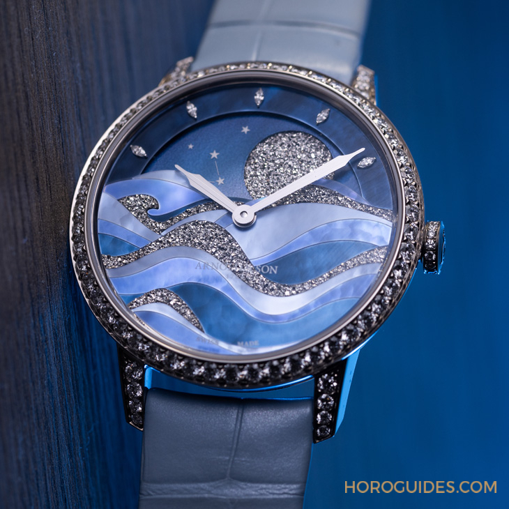 ARNOLD & Son - PERPETUAL MOON - 1GLMW.Z04A.C284A - Arnold & Son招牌超大月相窗以釕晶體形塑又美又魔幻的夜色美學|恒久月相38午夜潮汐腕錶