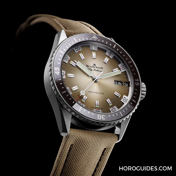BLANCPAIN - FIFTY FATHOMS - 5052-1146-E52A - 探訪極境的色彩|寶珀Fifty Fathoms Bathyscaphe沙漠色與深碧綠