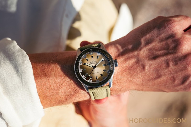 BLANCPAIN - FIFTY FATHOMS - 5052-1146-E52A - 探訪極境的色彩|寶珀Fifty Fathoms Bathyscaphe沙漠色與深碧綠