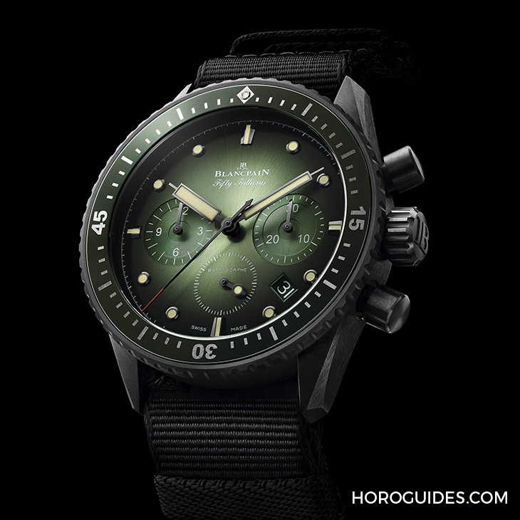 BLANCPAIN - FIFTY FATHOMS - 5052-1146-E52A - 探訪極境的色彩|寶珀Fifty Fathoms Bathyscaphe沙漠色與深碧綠