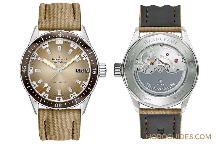 BLANCPAIN - FIFTY FATHOMS - 5052-1146-E52A - 探訪極境的色彩|寶珀Fifty Fathoms Bathyscaphe沙漠色與深碧綠