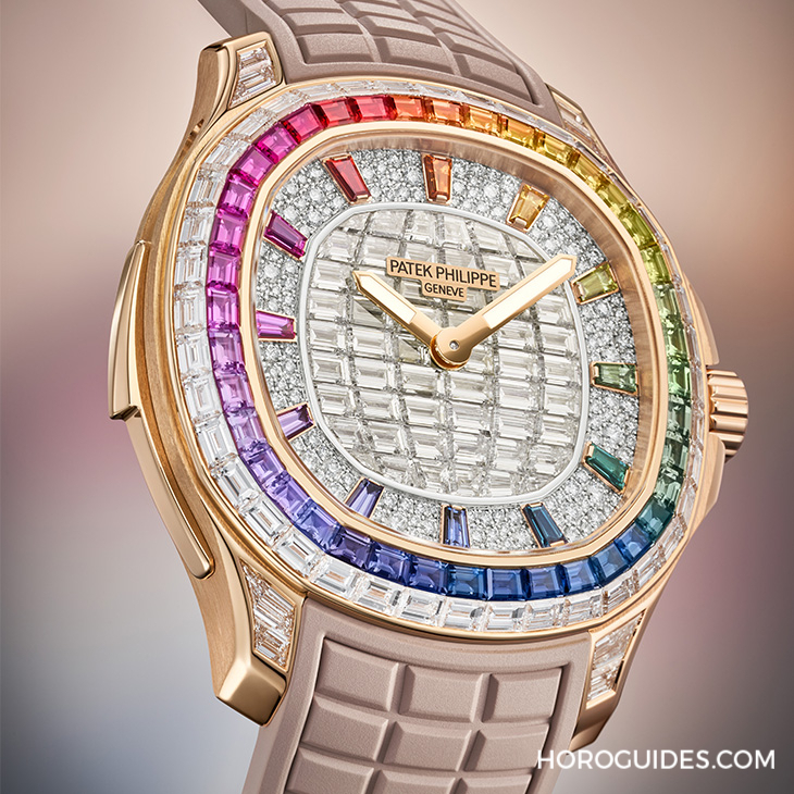 PATEK PHILIPPE - AQUANAUT - 5260/1455R-001 - Ladies First!百達翡麗最新Aquanaut Luce「彩虹」三問錶與Nautilus織紋複合錶帶