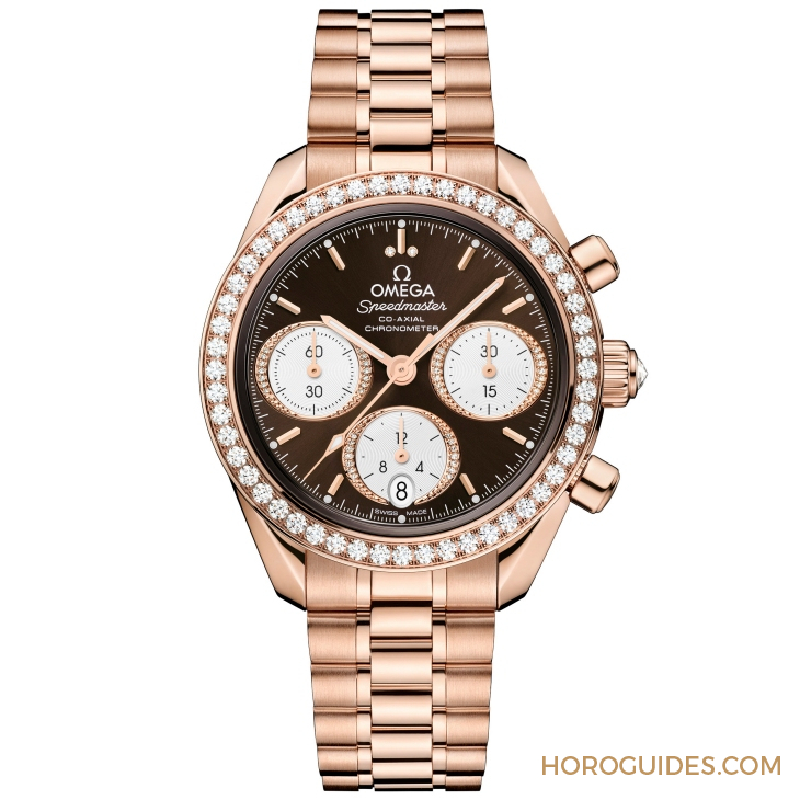 OMEGA - SPEEDMASTER - 324.55.38.50.60.001 - 華貴新裝!OMEGA Speedmaster 38mm鑲鑽綠面及啡面新款登場