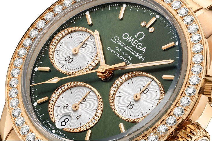 OMEGA - SPEEDMASTER - 324.55.38.50.60.001 - 華貴新裝!OMEGA Speedmaster 38mm鑲鑽綠面及啡面新款登場