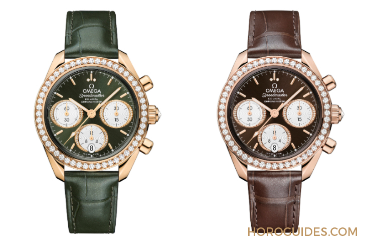 OMEGA - SPEEDMASTER - 324.55.38.50.60.001 - 華貴新裝!OMEGA Speedmaster 38mm鑲鑽綠面及啡面新款登場