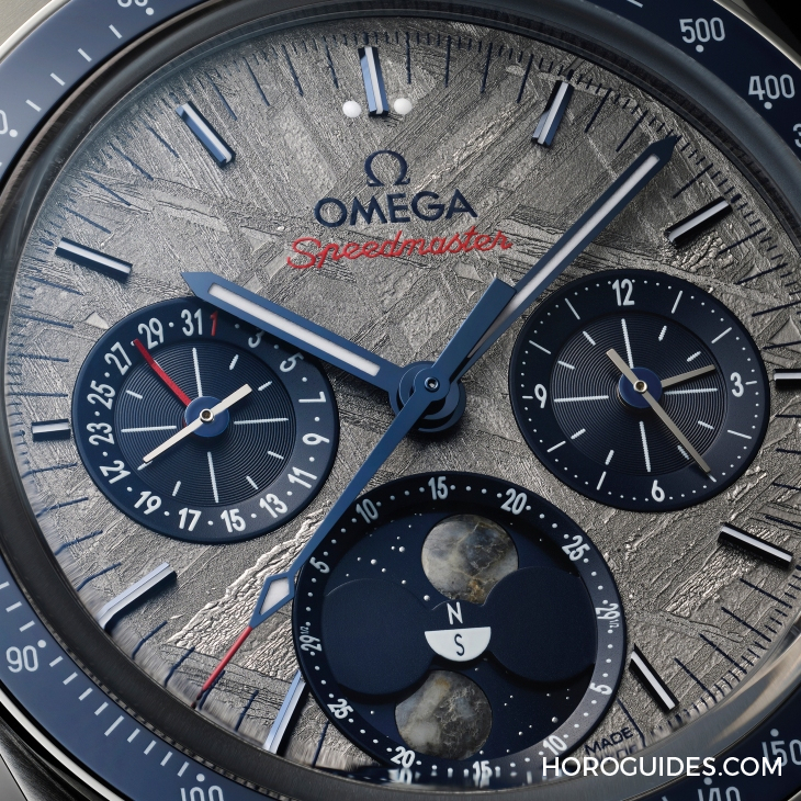 OMEGA - SPEEDMASTER - 304.30.43.52.06.001 - 隕石入錶,首見雙月上陣!OMEGA發佈全新Speedmaster南北月相隕石面腕錶