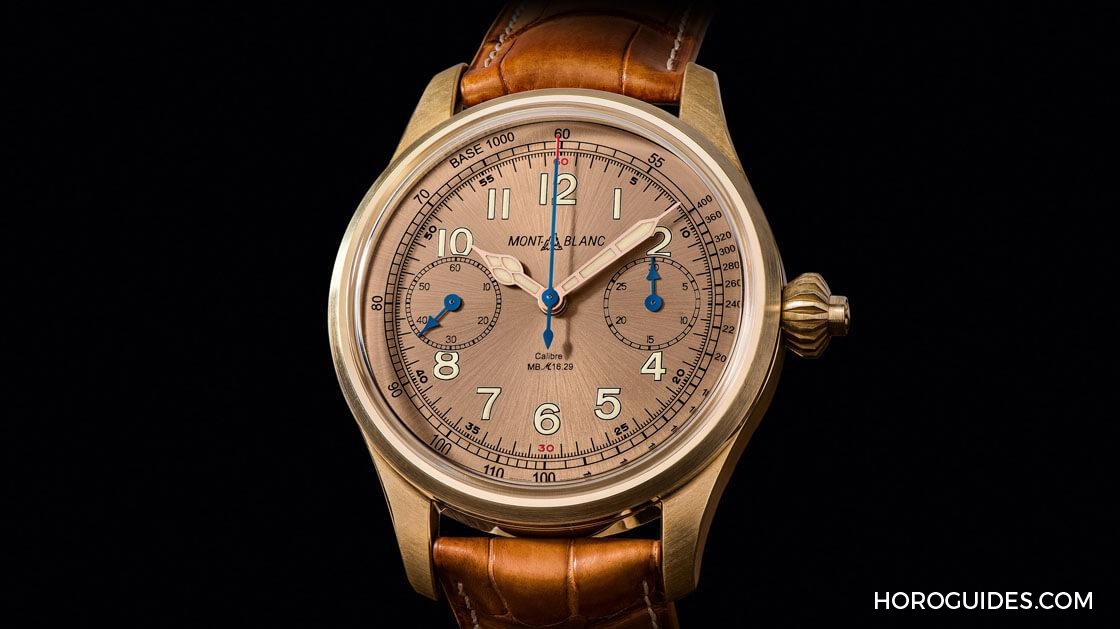 MONTBLANC - 1858 - 117064 - 青銅錶殼＋古銅紅錶盤，萬寶龍1858測速計時碼錶再發新款