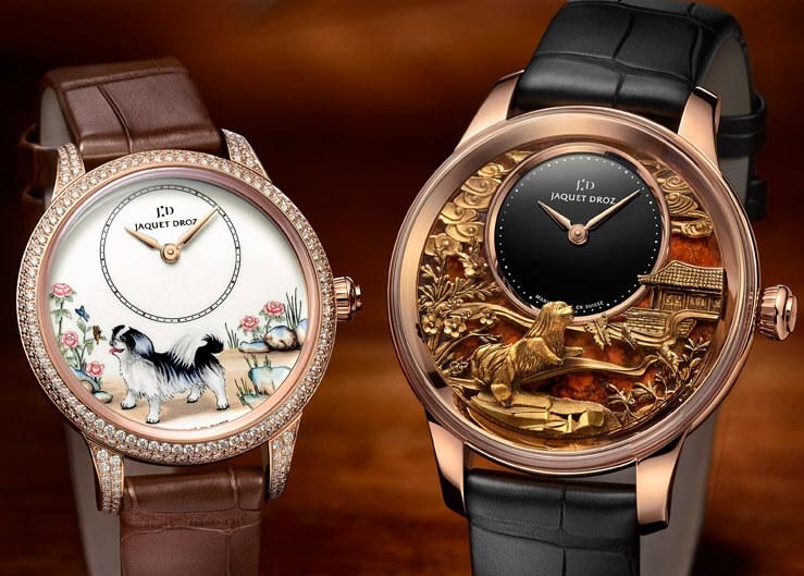 JAQUET DROZ狗年限量錶,琺瑯金雕細膩雙工藝