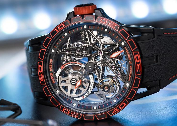 鏤空透視 ROGER DUBUIS冠軍的時空力量 Excalibur Spider Pirelli鏤空自動上鍊腕錶