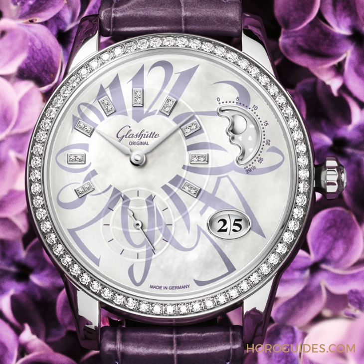 GLASHÜTTE ORIGINAL - LADIES - 1-90-12-06-12-01 - 注入浪漫丁香色|格拉蘇蒂 原創PanoMatic Luna偏心月相女錶