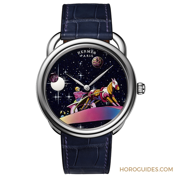 HERMES - ARCEAU - （Space Derby） - 夢幻濾鏡下的美漫英雄！Hermès Arceau Space Derby微繪工藝限量腕錶