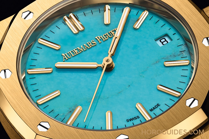 AUDEMARS PIGUET - 愛彼Royal Oak皇家橡樹自動上鍊腕錶,黃金錶殼搭配天然綠松石錶面