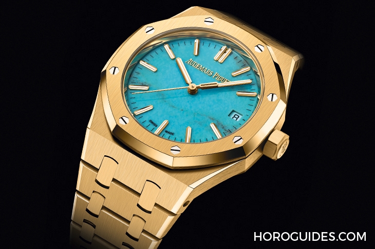 AUDEMARS PIGUET - 愛彼Royal Oak皇家橡樹自動上鍊腕錶,黃金錶殼搭配天然綠松石錶面