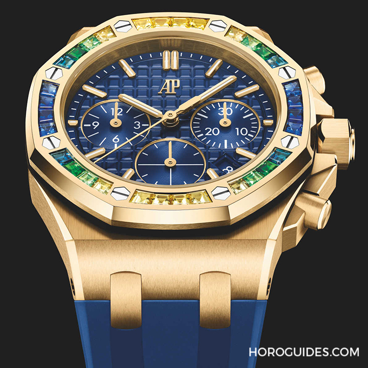 AUDEMARS PIGUET - ROYAL OAK OFFSHORE - 26236BA.YY.D346CA.01 - 寶石圈與彩色面盤的華麗方程式|AP皇家橡樹離岸型37毫米自動上鍊計時碼錶