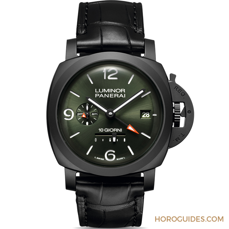 PANERAI - LUMINOR - PAM01483 - PANERAI綠面黑陶瓷十日鍊新作| Luminor Dieci Giorni GMT PAM01483