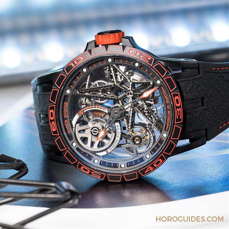 ROGER DUBUIS - EXCALIBUR - RDDBEX0695 - 鏤空透視 ROGER DUBUIS冠軍的時空力量 Excalibur Spider Pirelli鏤空自動上鍊腕錶